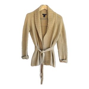 Steve & Barry's Beige Knit Sweater Belt Pockets Ladies Size Small Wool Blend